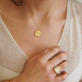 Gold Wave Pendant Necklace - 18k Gold Plated Stainless Steel Dainty Boho Layering Jewelry