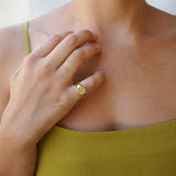 Gold Floral Stamp Signet Ring