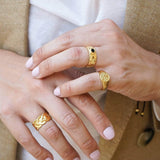 Gold Floral Stamp Signet Ring