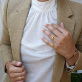 Gold Floral Stamp Signet Ring