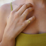 Gold Floral Stamp Signet Ring