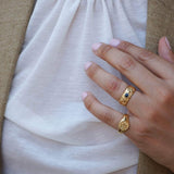 Gold Floral Stamp Signet Ring