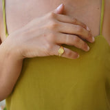 Gold Floral Stamp Signet Ring