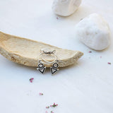 Silver Hoop Earrings with Geometric Charm