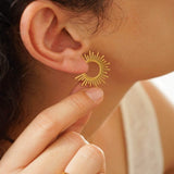 Gold Sun Rays Hoop Earrings