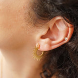 Gold Sun Rays Hoop Earrings