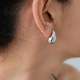 Silver Bold Drop-Shaped Earrings
