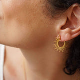 Gold Sun Rays Hoop Earrings