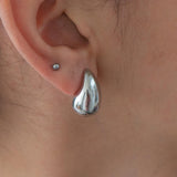 Silver Bold Drop-Shaped Earrings