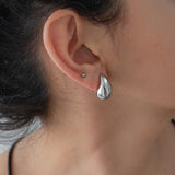 Silver Bold Drop-Shaped Earrings