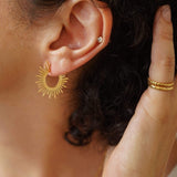 Gold Sun Rays Hoop Earrings