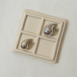 Silver Bold Drop-Shaped Earrings