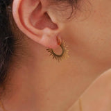 Gold Sun Rays Hoop Earrings