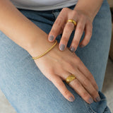 Gold Round Ball Beaded Bangle Bracelet