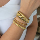 Gold Round Ball Beaded Bangle Bracelet