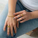 Gold Round Ball Beaded Bangle Bracelet