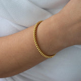 Gold Round Ball Beaded Bangle Bracelet