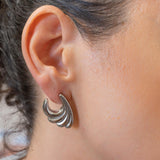 Large Silver Wavy Earrings