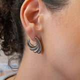 Large Silver Wavy Earrings