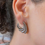Large Silver Wavy Earrings