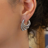 Large Silver Wavy Earrings