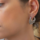 Large Silver Wavy Earrings
