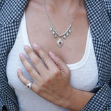 Ασημένιο Κολιέ Chandelier με Μπορντό Σμάλτο