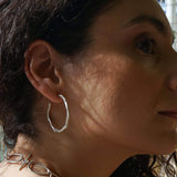 Silver Thick Hammered Hoop Earrings