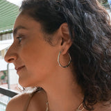 Silver Thick Hammered Hoop Earrings