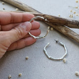 Silver Thick Hammered Hoop Earrings