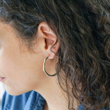 Silver Thick Hammered Hoop Earrings