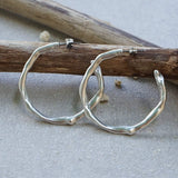 Silver Thick Hammered Hoop Earrings
