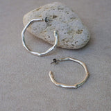 Silver Thick Hammered Hoop Earrings