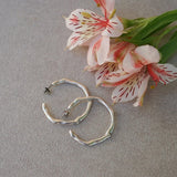 Silver Thick Hammered Hoop Earrings