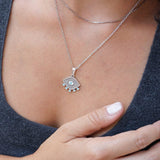 Large Silver Dainty Evil Eye Protection Pendant