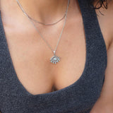 Large Silver Dainty Evil Eye Protection Pendant