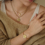 Gold Chunky Chain Sun Moon Necklace