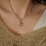 Gold Chunky Chain Sun Moon Necklace