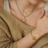 Gold Chunky Chain Sun Moon Necklace