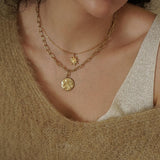 Gold Chunky Chain Sun Moon Necklace