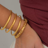 Gold Floral Perforated Bangle