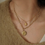 Gold Chunky Chain Sun Moon Necklace