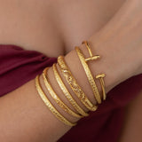 Gold Floral Perforated Bangle