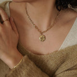 Gold Chunky Chain Sun Moon Necklace