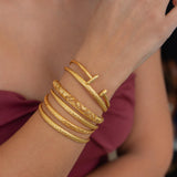 Gold Floral Perforated Bangle