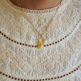 Gold Rectangular Round Sun Rays Pendant Necklace
