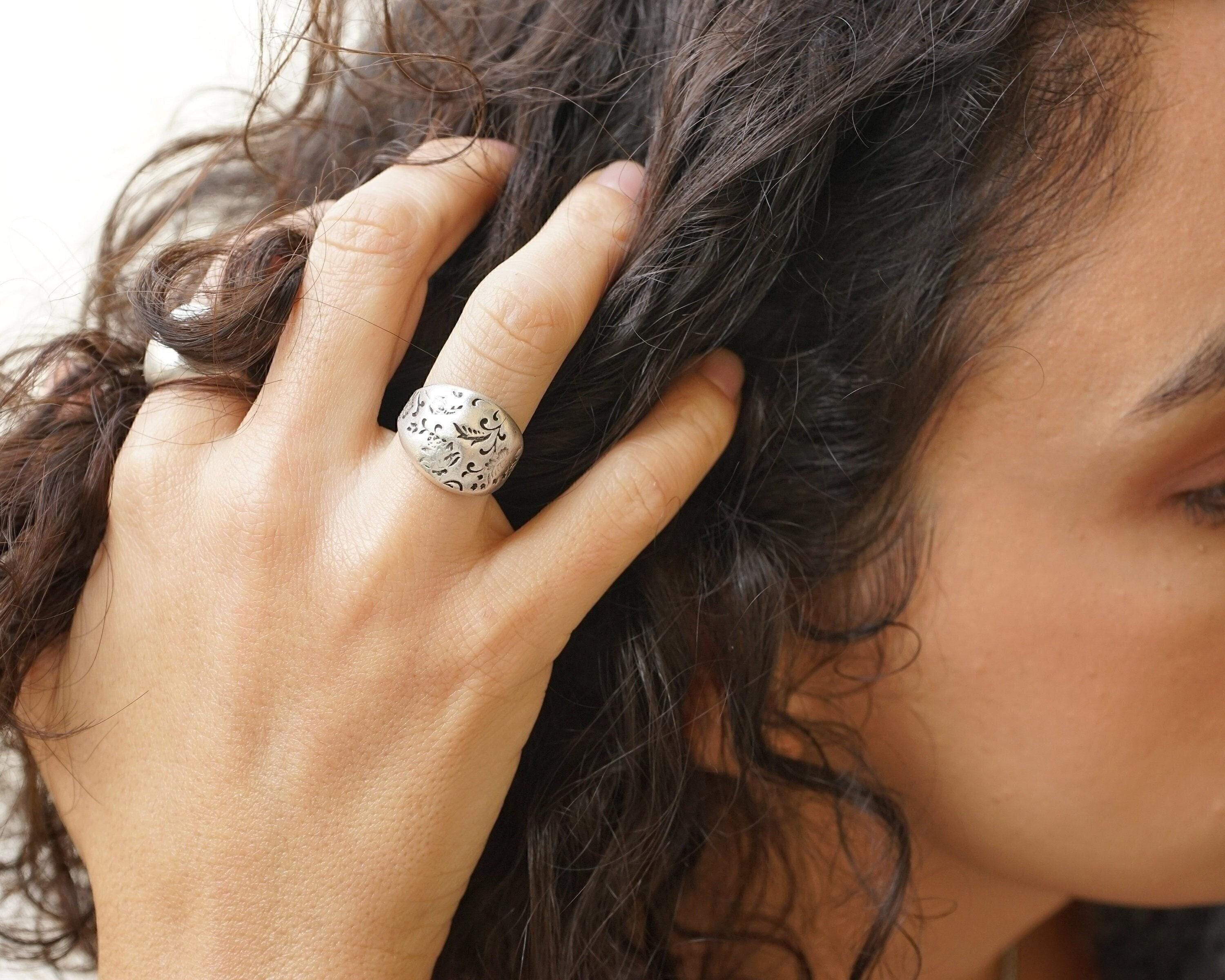 Silver Bold/Floral Dome Ring