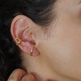Single 24K Gold-Plated Short Lobe Hugger Earring