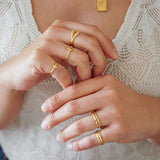 Tiny Thin Gold Rhombus Band Pinky Ring