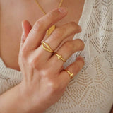 Tiny Thin Gold Rhombus Band Pinky Ring